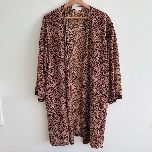 Oscar de la Renta Pink Label leopard print kimono robe - Picture 1 of 5
